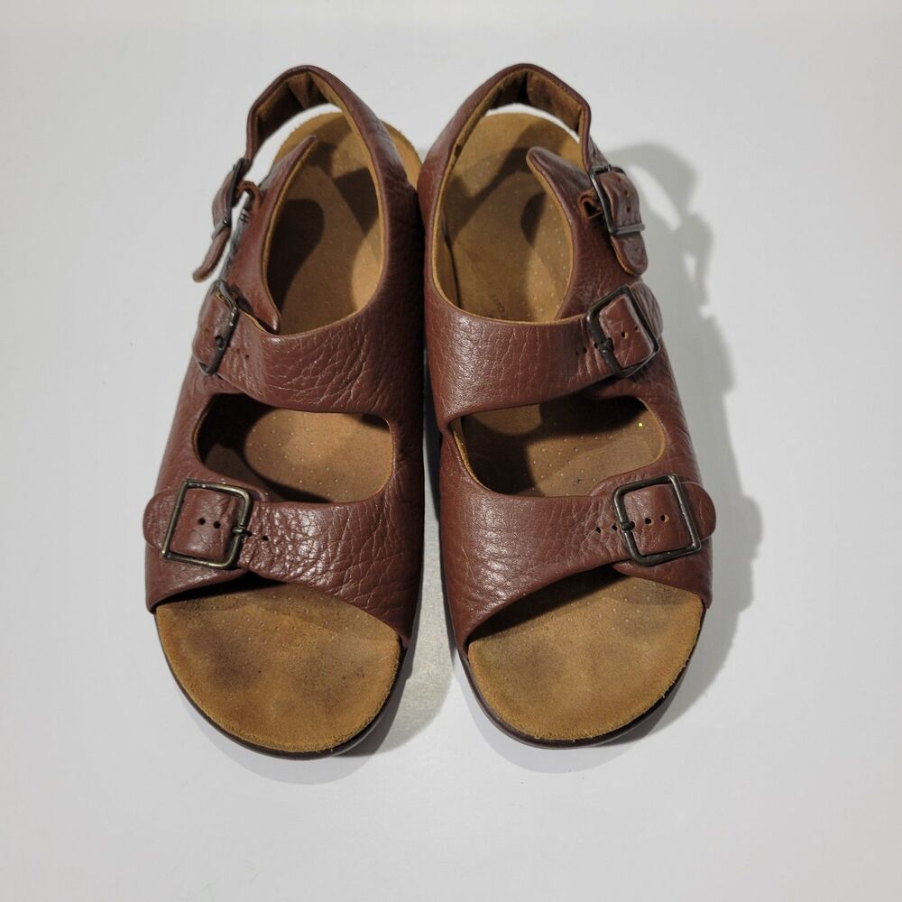 SAS Relaxed Sandals Women's Brown Leather Heels Strap - US 11.5 M